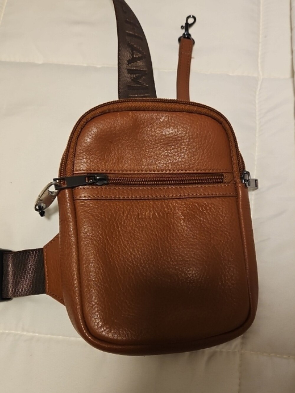 Champs Onyx Genuine Leather Sling Bag Brown RFID Protection Crossbody Chest Pack